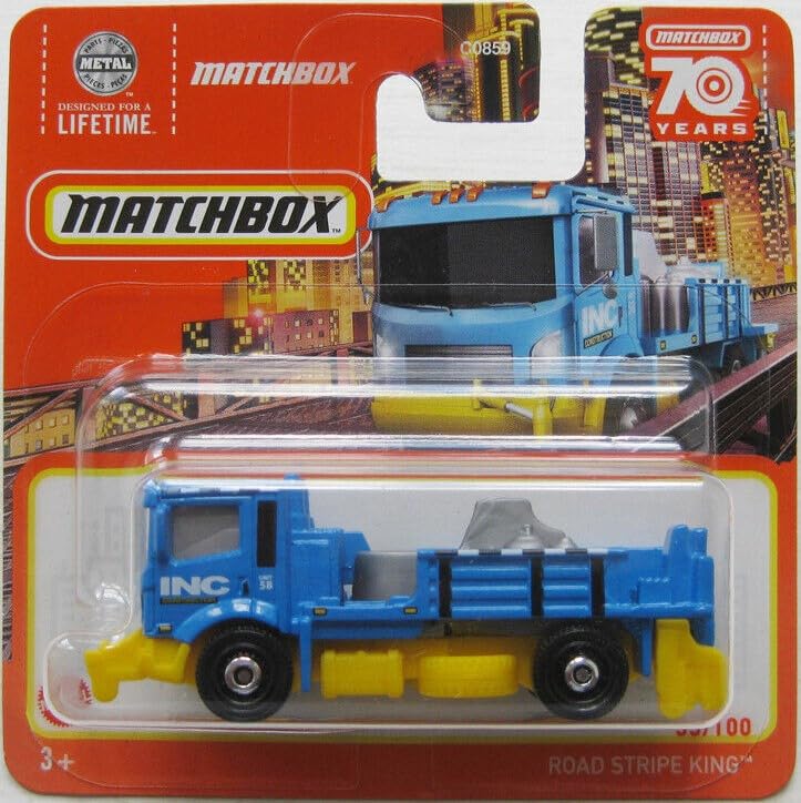 Matchbox - Road Stripe King [Blue] 55/100, Model Car, Adults, Children from 3 Years, Unisex