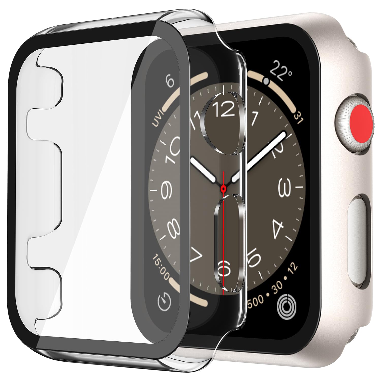 Photo 1 of Misxi 2 Pack Hard PC Case with Tempered Glass Screen Protector Compatible with Apple Watch Series 3 Series 2 38mm, Anti-Drop Scratch Resistant Lightweight Cover for iWatch, 1 Starlight + 1 Transparent