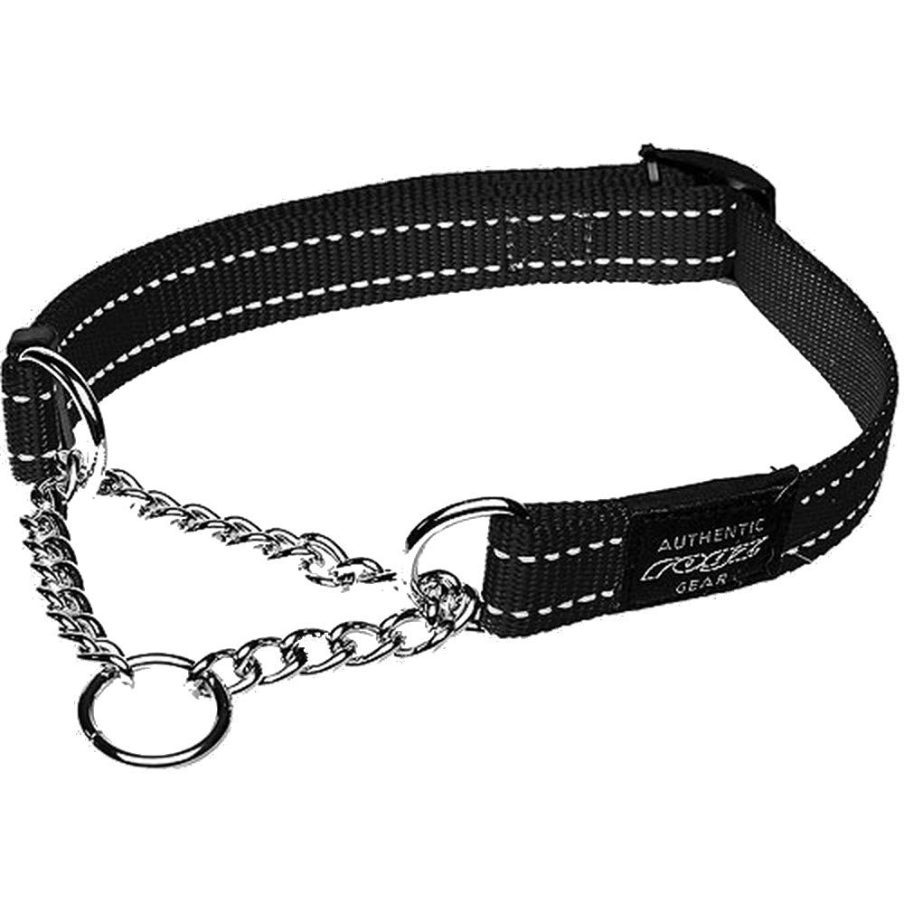 Rogz Utility Medium 12/18-Inch Reflective Snake Obedience Half-Check Dog Collar, Black — image 1