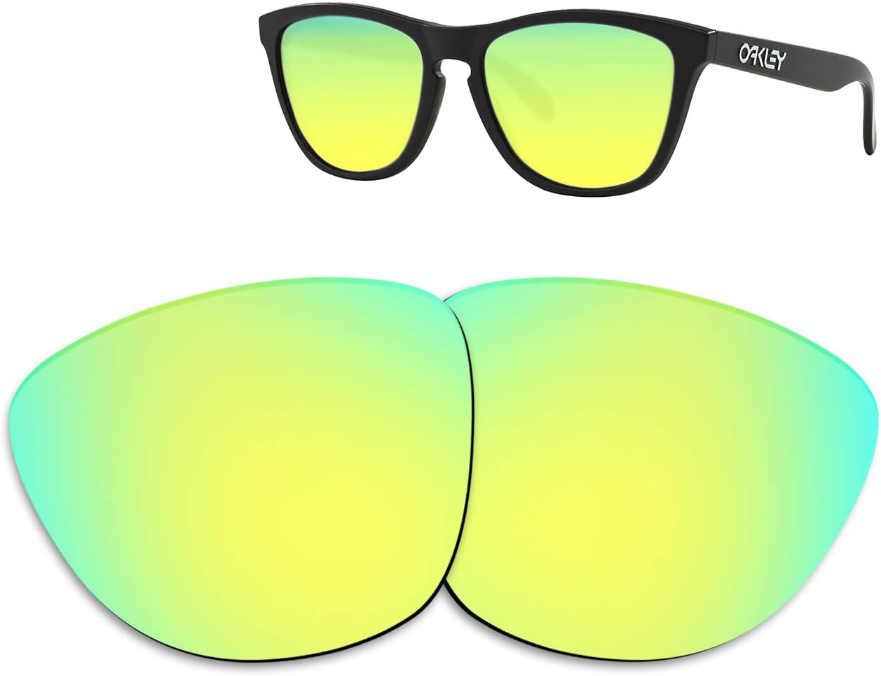 Anti-fading Replacement Lenses for Oakley Frogskins Sunglasses (Yellow)