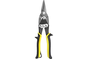 Renekton 10" Aviation Snips, Straight Cut Tin Snips, Metal Cutting Shears with Safety Latch and Hanging Hole, Cr-V Steel Sharp Teeth & Non-slip Handle