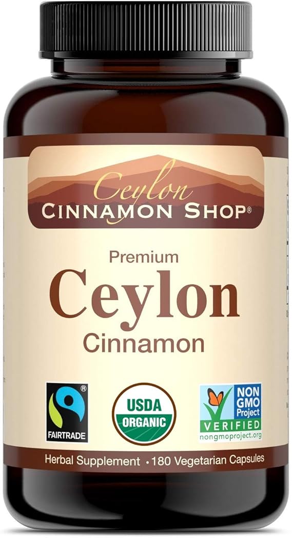 Organic Ceylon Cinnamon (100 Certified) Supplement, 180