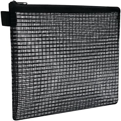 Mesh Bag With Zipper, Wholesale Bulk Set Of 50, Organize Supplies, Cosmetics, Travel Accessories (9x7, Black)