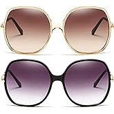 Freckles Mark 70s Super Oversize Square Sunglasses for Women Vintage Rectangular Plastic Frame