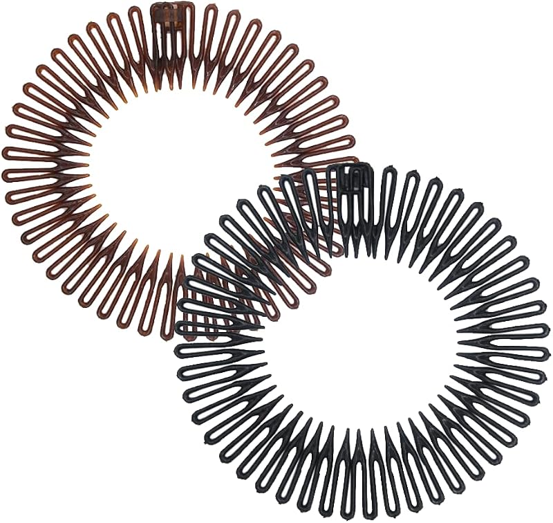 CCLKHY 2 Pcs Stretch Hair Comb Band Flexible Plastic Circular Tooth Headband