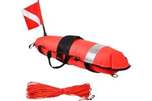 Luwint Hi-Vi Inflatable Dive Float Buoy and 5ft Surface Marker Buoy