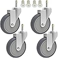 RILIDRI 5-Inch Swivel Caster Wheels, 7/16-Inch Stem Diameter Rubber Wheel, Heavy Duty TPR Thermoplastic Rubber Replacement Wheels, 225-lb per Wheel- 4 Pack