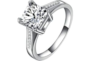 Stainless Steel 4 Carat Princess Cut Wedding Engagement Halo Bridal Proposal Ring