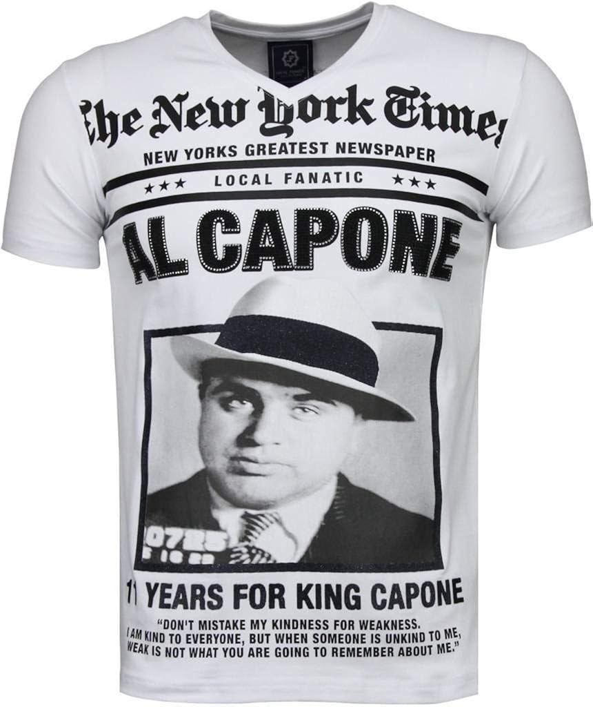 Al Capone - Rhinestone T-Shirt - White: Amazon.co.uk: Clothing