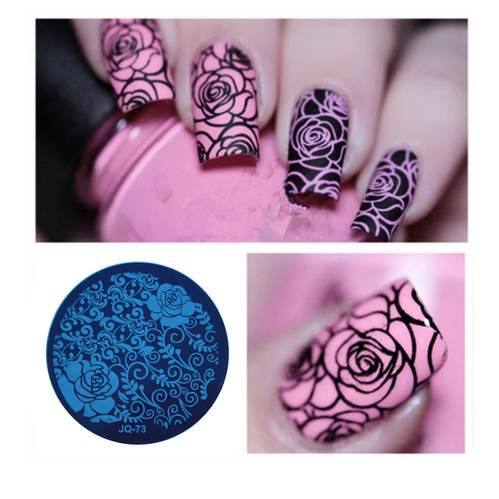 Stanaway 10 Nail Art Stencils Plates Stamping Set Nail gel design Nail art + 1 Stamper And 1 Scraper