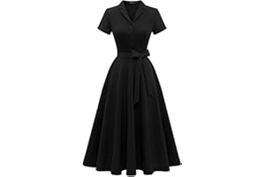 Wedtrend Women's Vintage Tea Dress, Short Sleeve Cocktail Party Dress Work Church Casual Dress