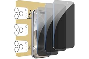 3+3Pack for iPhone 17 Pro Max Privacy Screen Protector with Camera Lens Protector Full Coverage Anti-Spy Tempered Glass Film 