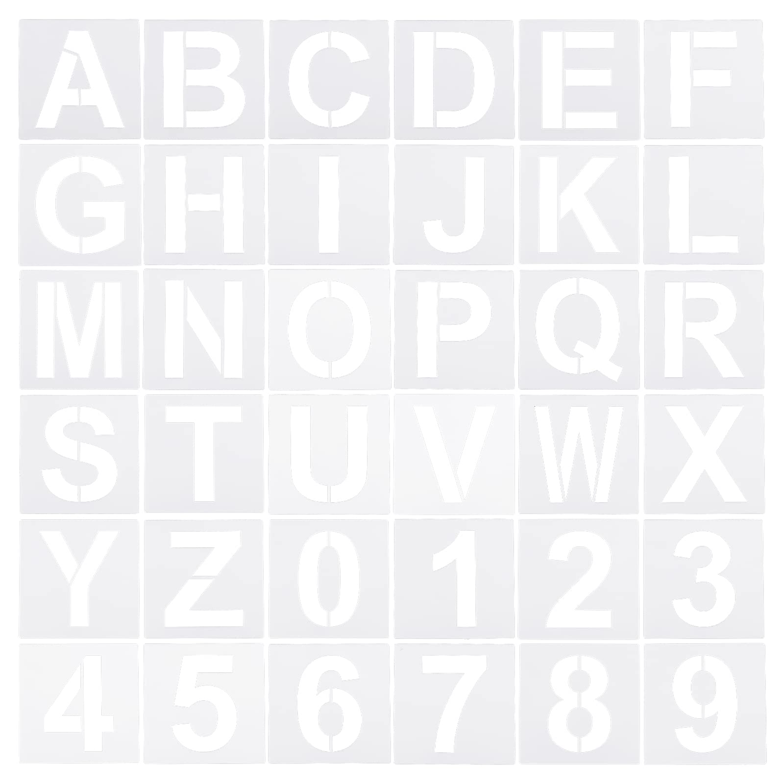 PATIKIL 6 Inch Letter Number Stencils, 36 Pack 7" Width Reusable Plastic Alphabet Numbers Templates Set for Painting, White