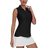 MoFiz Women's Sleeveless Golf Shirt Collared 1/4 Zip Tennis Tank Tops UPF 50+ Quick-Dry Lightweight Athletic Polo Shirt