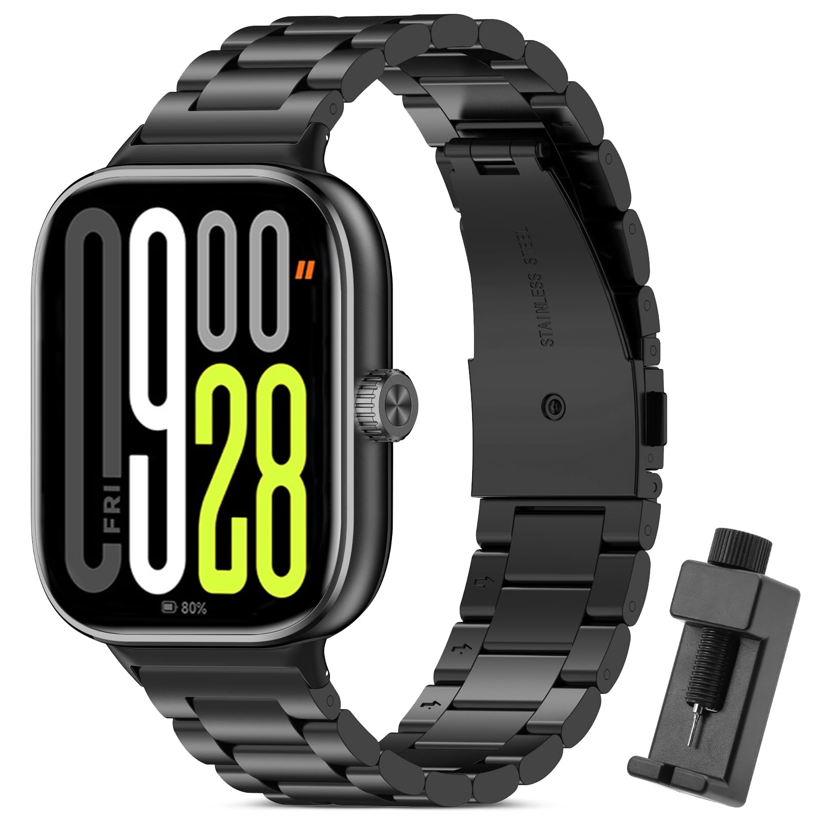 RenSheng Redmi Watch 4 Bracelet, Replacement Strap for Xiaomi Redmi Watch 4, Metallic Stainless Steel Strap, Redmi Watch 4