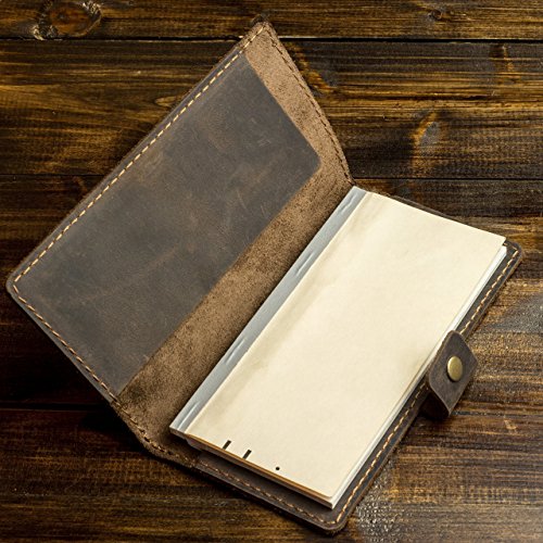 Pegai Personalized Checkbook Cover, Distressed Leather Checkbook Wallet, Checkbook Case - Clark | Chestnut Brown - Thumbnail 4