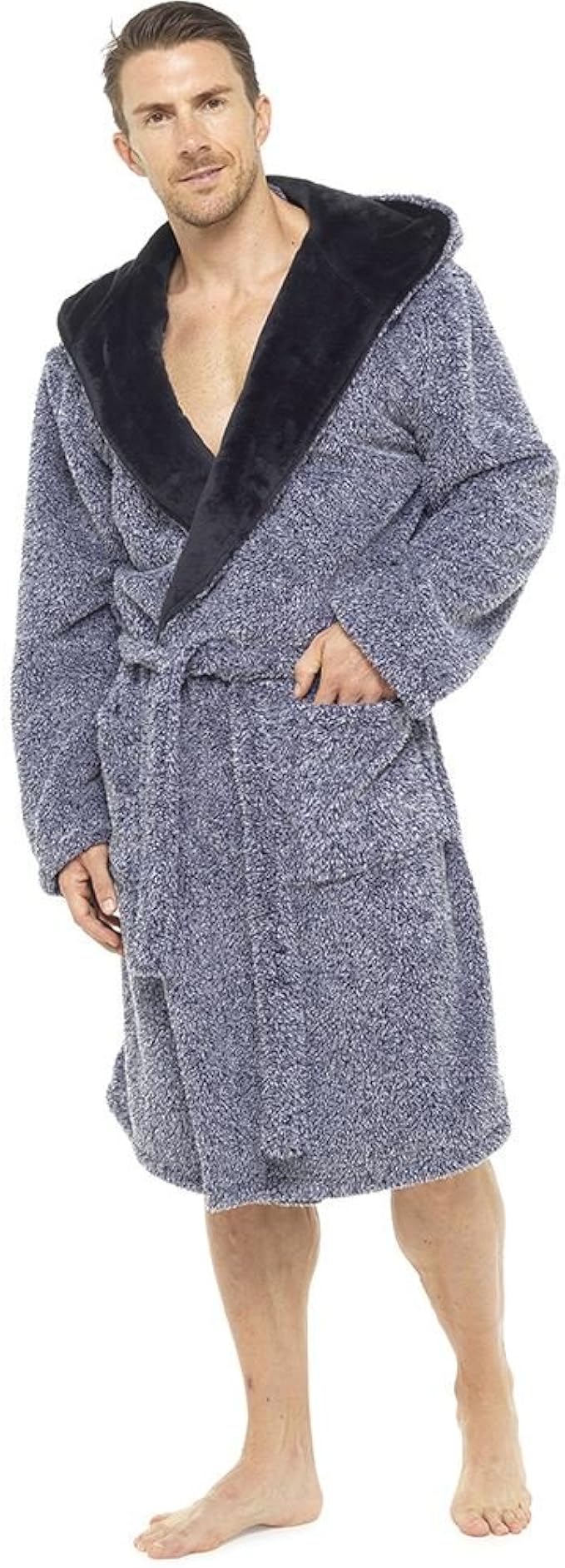 mens white dressing gown with hood