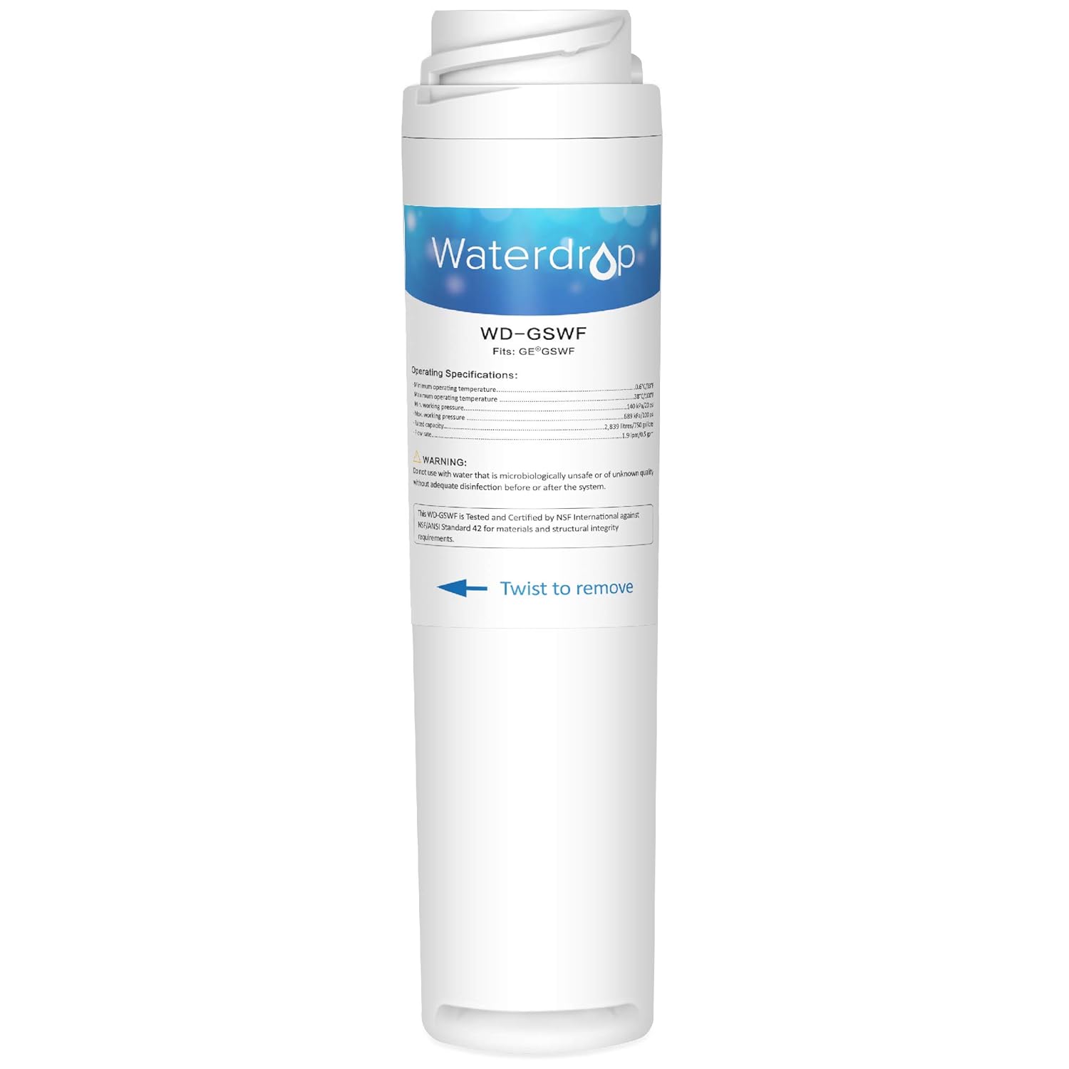 Waterdrop Refrigerator Water Filter, Compatible with GE GSWF, Kenmore 46-9914, 469914, 9914, Standard, Pack of 1