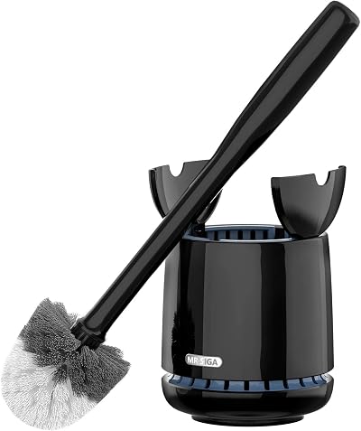 MR.SIGA Toilet Bowl Brush and Holder Premium Solid Handle Black 1 Pack