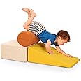 B. toys - Sensory Foam Building Blocks for Toddlers & Babies - 3-Piece Climbing Set with Cylinder, Ramp & Block - Machine Washable Covers with Easy-Grip Handles - Indoor Play Shapes for 12+ Months
