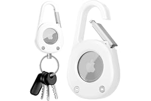 Meiyasy Case for AirTag Keychain with Carabiner,IPX8 Waterproof Thick Hard PC Protective Clear Window with Universal Wheel Ke