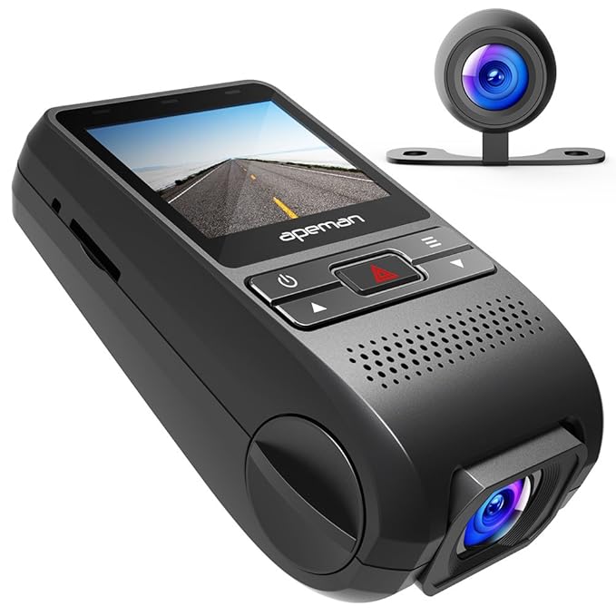 apeman Dual Dashcam GPS Autokamera Full HD 1080P 2' IPS Bildschirm 170¡ã Weitwinkel mit G Sensor, Loop-Aufnahme, Bewegungserk