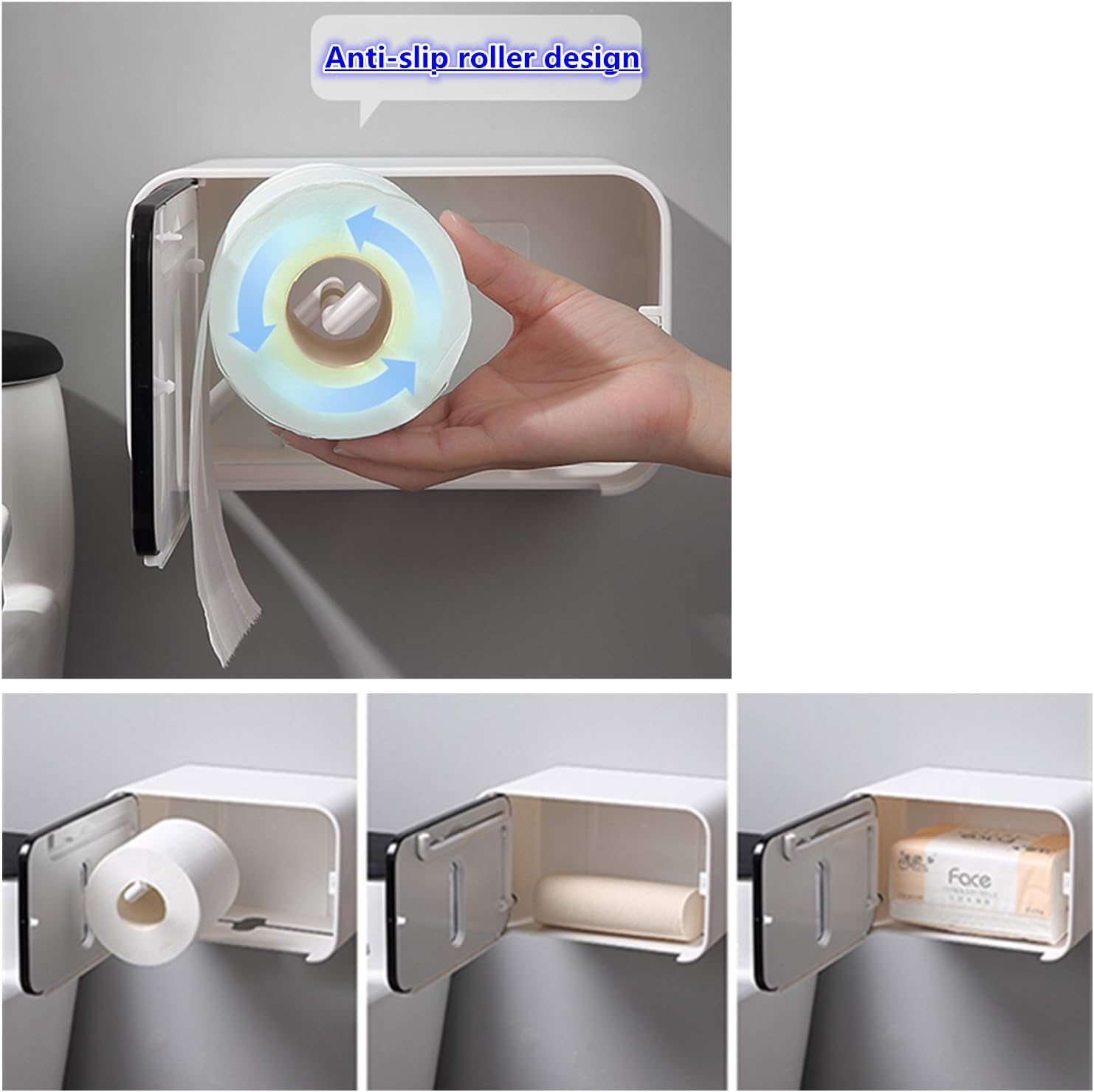 Meiyijia Wall-Mounted Toilet Paper Holder with Storage Shelf - Image 5