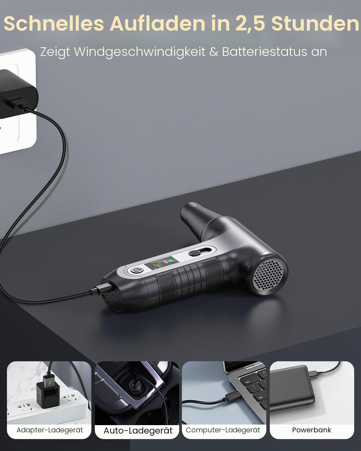 Elektrische Staubgebläse 200000 RPM mit HD‑Display - Air Duster Mini‑Gebläse für PC‑Reinigung mit LED‑Licht, Druckluftspray für Laptops, Tastatur, Elektronik, Modell W06, Silber 9