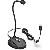 Fifine USB Computer Microphone, Plug &Play Desktop Condenser PC Laptop Mic,Mute Button with LED Indicator, Compatible with Windows/Mac, Ideal for YouTube,Zoom,Recording,Twitch Games(K054)