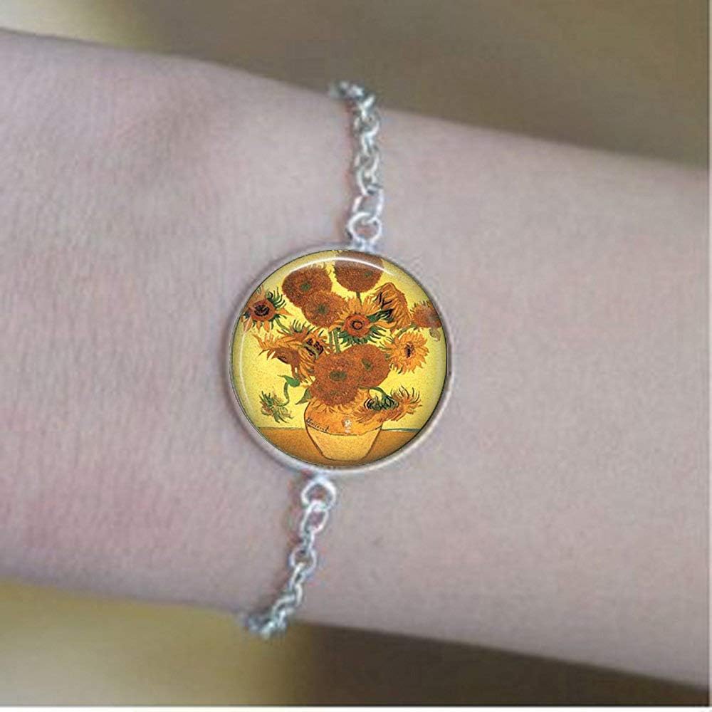 Sunflowers Vincent Van Gogh,Glass Art Bracelet,Picture Print Photo Bracelet