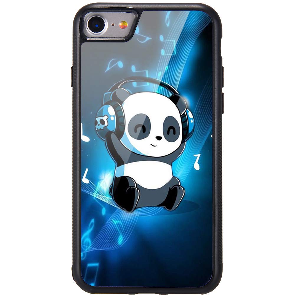 MAYCARI Sublimation Cute Panda Case for iPhone 7/8/SE 2020, Aluminum Plate Back Case with Soft TPU Bumper Cartoon Animal Phone Case Cover for iPhone 7/8/SE 2020