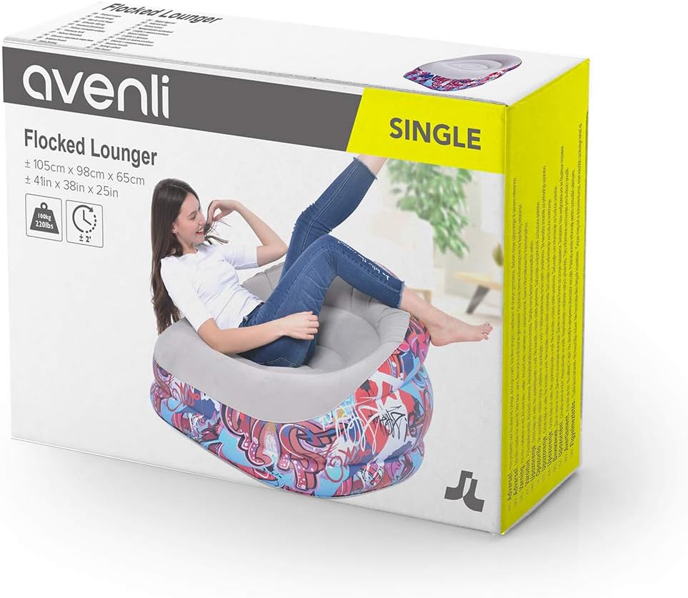 DIMAR GARDEN Inflatable Flocked Lounge, Air Lazy Sofa, Durable and Lightweight, for Living Room, Bedroom and Lounge, Indoor and Outdoor (Single Size): Kitchen & Dining