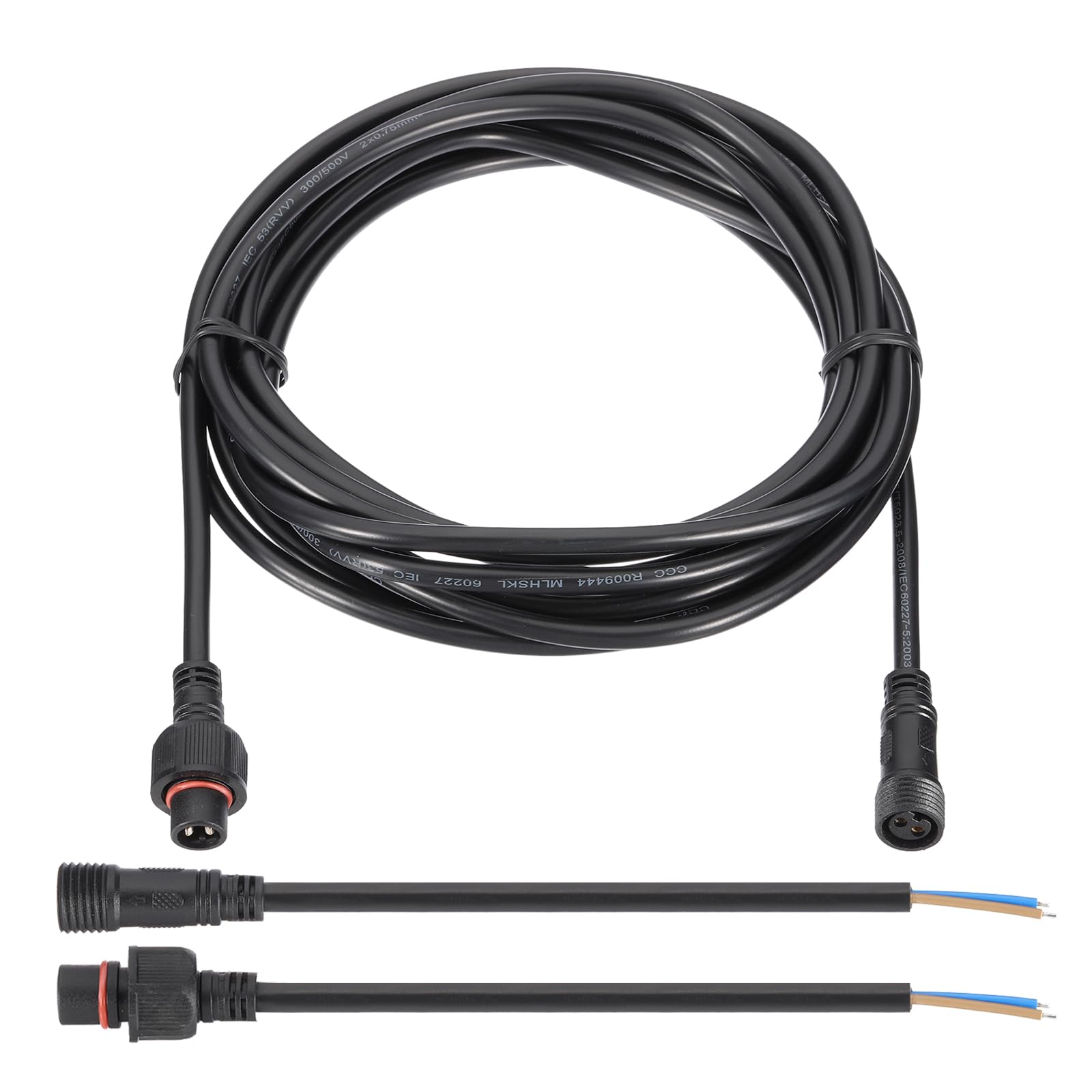 Photo 1 of PATIKIL 16.4Ft 2 Pin Extension Cable Wire, 18AWG Waterproof IP67 Extension Cord with 7.87" Male Female Connector kit for Boat Car Truck Indoor/Outdoor Solar LED Strip Light, Black