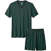 MoFiz Mens Pajamas Set Short Sleeve PJ's Sleep Lounge Sleepwear Cool Pyjama Summer Sets Comfortable Lightweight