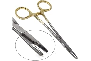 A2Z SCILAB TC Olsen Hegar Needle Holder 4.5" with Tungsten Carbide Inserts and Gold Rings with Locking Mechanism, Premium Quality