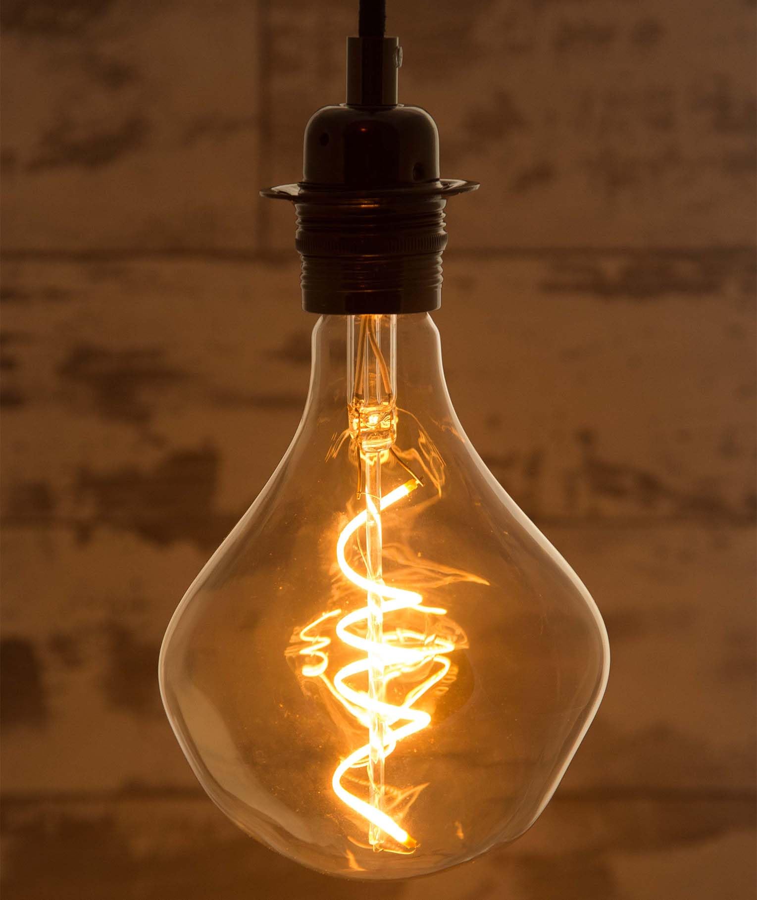 William & Watson LED E27 Dimmable Edison Screw Filament Retro Melt I Light Bulb with Sculpture Art Shaped Smoked Glass, 4W (Equivalent to 40W), Amber, (Melt125AMB4W)