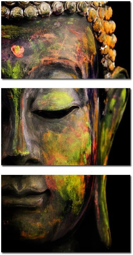 VV ARTWORK Buddha abstract canvas print art home decor for living room wall art contemporary pictures 3 panel large poster HD printed painting Framed Ready to hang