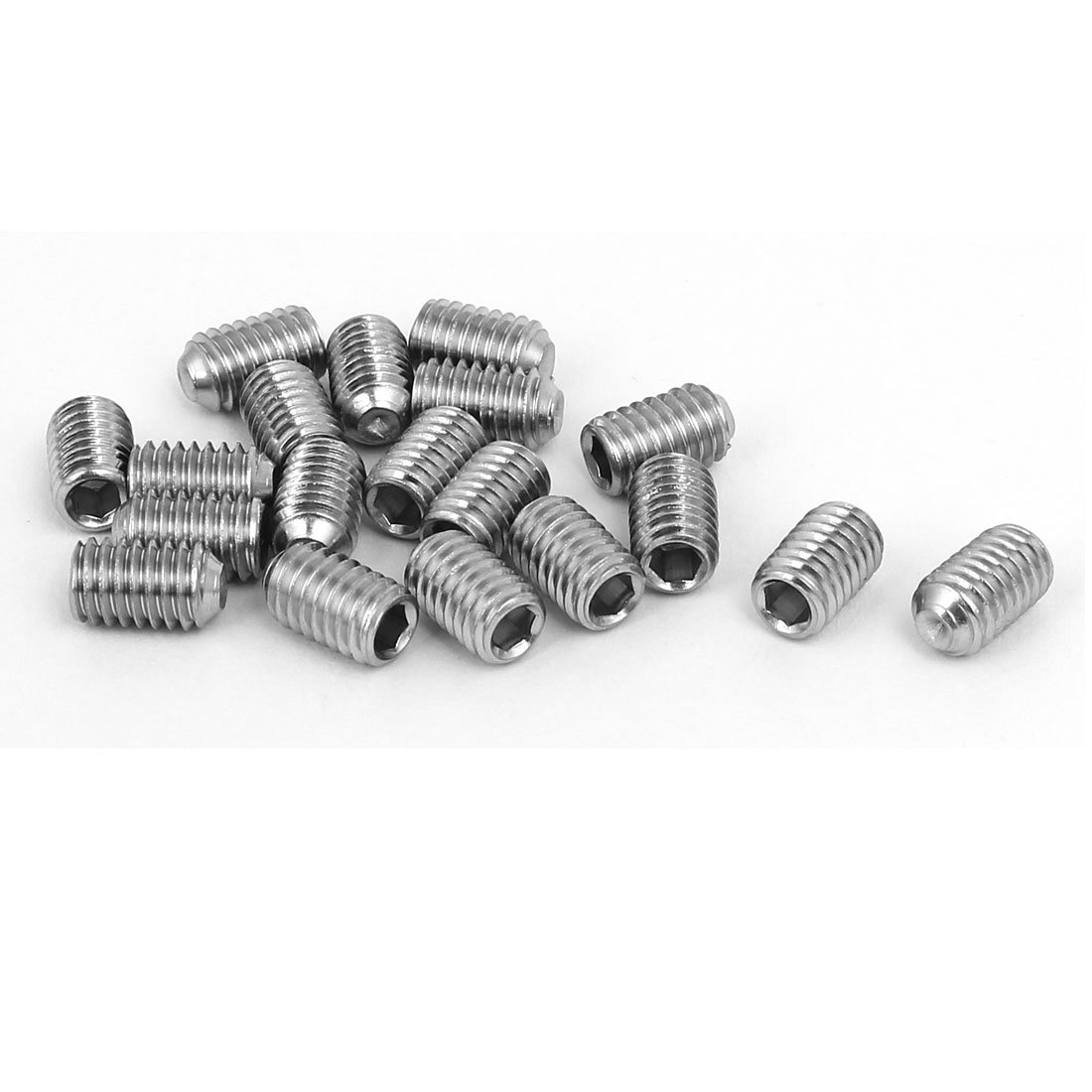 Sourcingmap M6x10mm 316 Stainless Steel Hex Socket Cup Point Grub Set Screws 20pcs
