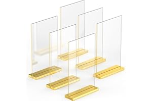 DASHER PRODUCTS 5x7 Luxurious Acrylic Gold Frames, 6 pack, Stunning Photo Displays, Enhance Your Event Ambience with Exquisite Gold Table Number Holders, Showcase Memories in Style with Elegant Gold Sign Holder