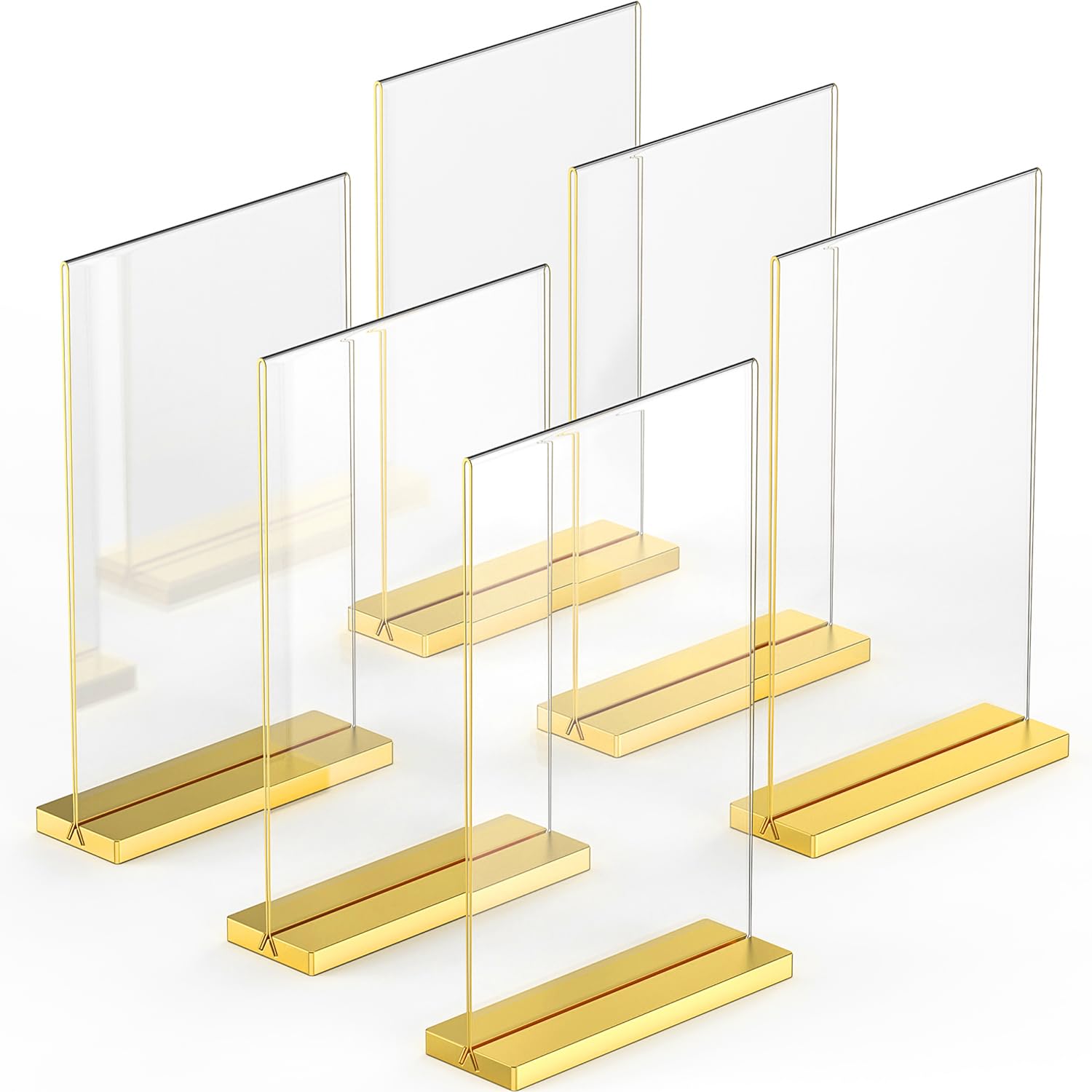Luxurious Acrylic Gold Frames A5, 6 pack, Stunning Photo Displays, Enhance Your Event Ambience with Exquisite Golden Table Number Holders, Showcase Memories in Style with Elegant Gold Sign Holder