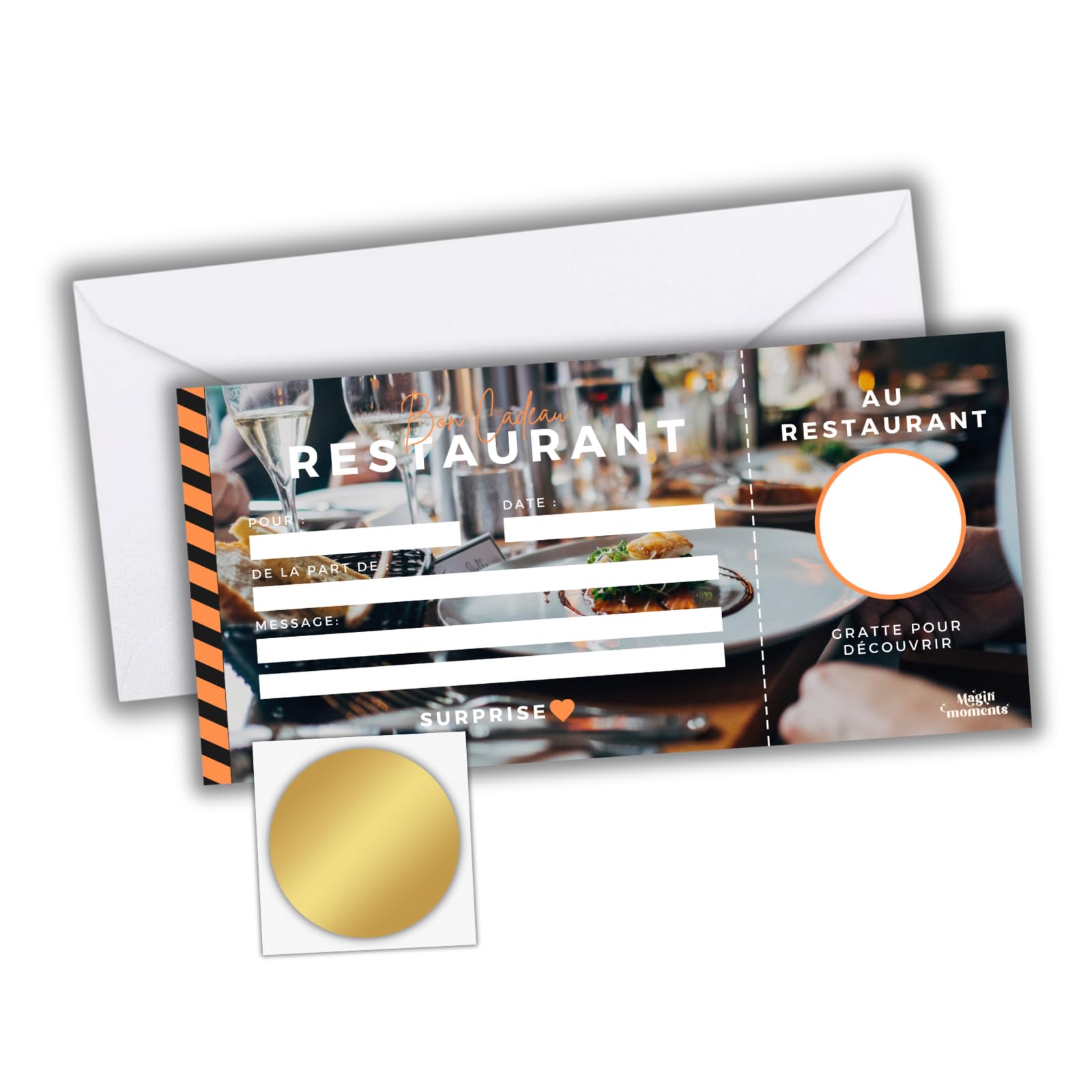 Surprise Gift Voucher to Scratch | Customizable Experience | Original Announcement to Give as a Gift | For Surprise Gifts for Lovers, Family or Friends (RESTAURANT)