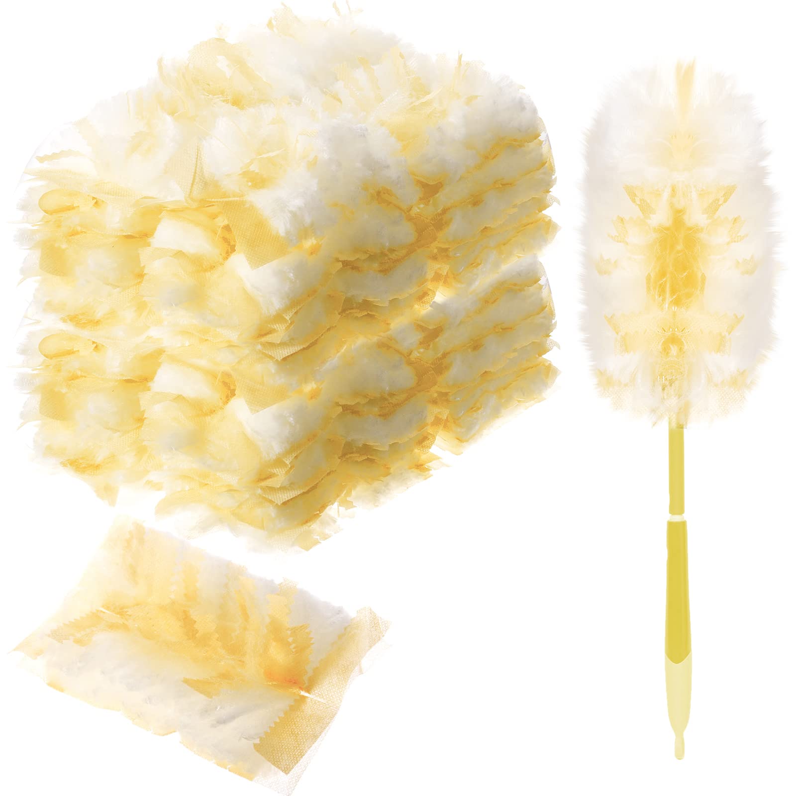 Photo 1 of Vesici 100 Pcs Duster Refills Compatible with Swiffer Dusters Bulk Disposable Replacement Thickened with 1 Handle Heavy Duty for Cleaning, Office (Yellow)