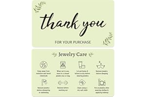 50pcs Jewelry Care Cards, 8.9x5.1cm/3.5x2in Double-Sided Eucalyptus Handmade Jewelry Care Instructions Cards for Cleaning &Ma