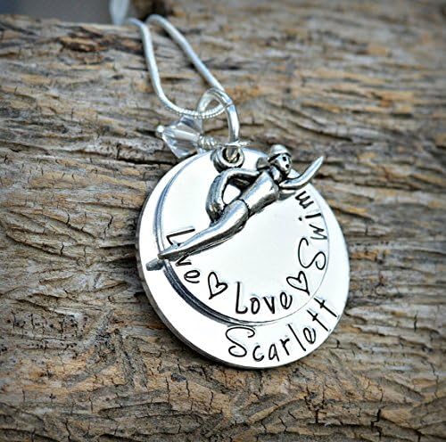 Swimming necklace - swimming charm - swimming pendant - swimmer jewelry - swimming - swim mom - swim jewelry - swimming gift -swimming coach