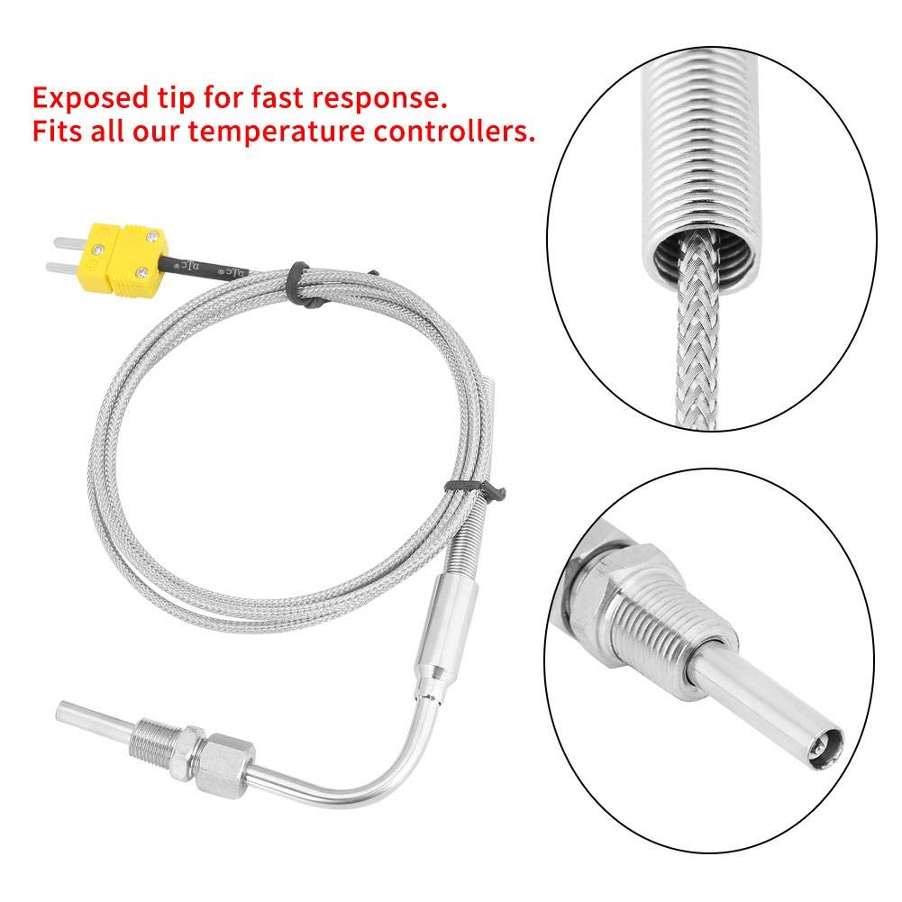 DEWIN Typ-K-Thermoelement EGT Mit Freiliegender Spitze – Abgastemperaturfühler 0–1100 °C, 5 Mm Edelstahlsonde, Mini-K-Stecker, 1 M Kabel