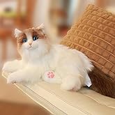 Chongker Realistic Robot Cat-Interactive Companion Pets, Robotic Cat Stuffed Animal with Voice Response、Heartbeat and Purring, Emotional Support Plush for Parents, Seniors, Elderly,22" Ragdoll cat