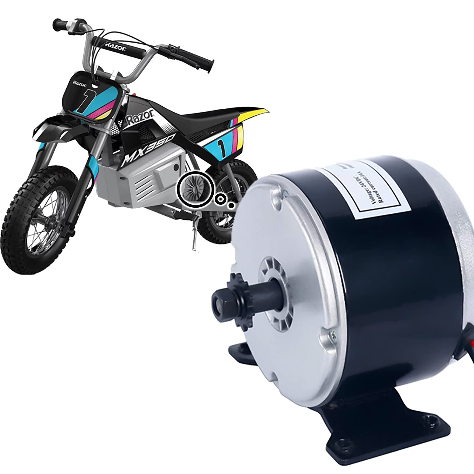 GLENPARTS Starter Motor 24 Volt 250W 280W Electric Scooter Replacement for Razor E300 Motor ST09 Model MY-1016-B