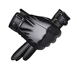 POONWEI Leather Gloves For Men,Winter Warm Touch