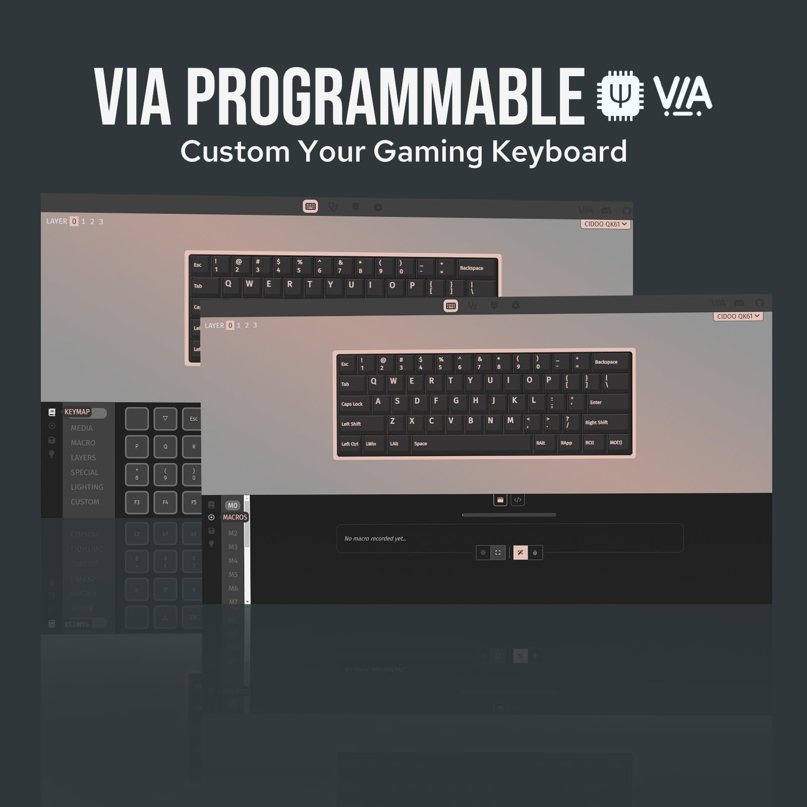 MechLands CIDOO QK61 V2 VIA Programmable 60% Compact Keyboard, USB-C/BT5.0/2.4Ghz Wireless, Hot Swappable Custom Mechanical Keyboard with Gasket Mounted, PC Plate, 3000mAh Battery for Win/Mac (Black)