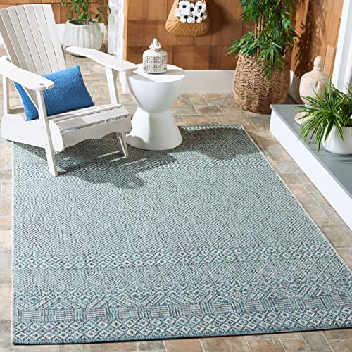 SAFAVIEH Courtyard Collection 8' x 10' Grey/Aqua CY8235 Indoor/ Outside Waterpr…